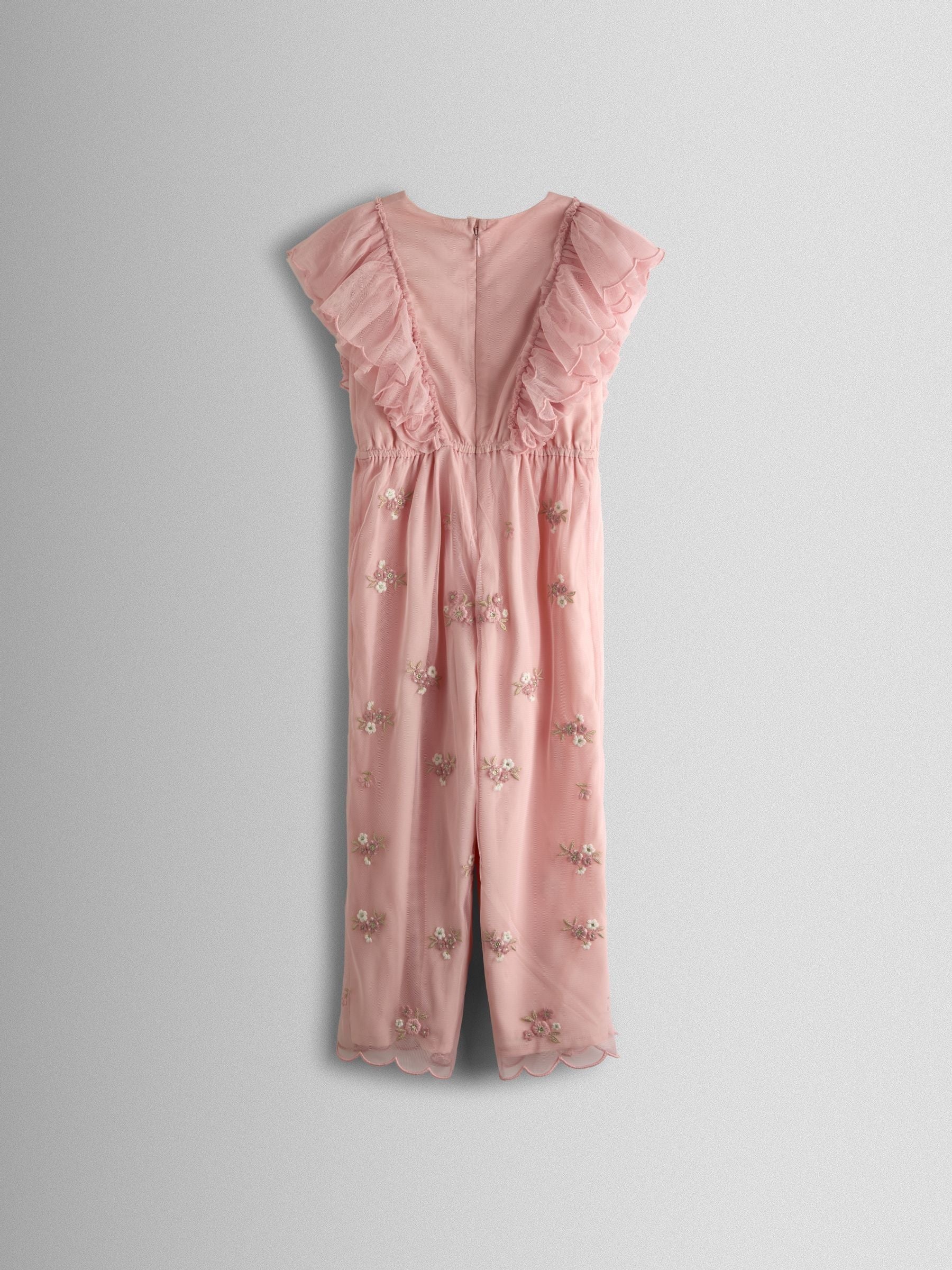 JoJo Maman Bébé Light Pink Tulle Embroidered Party Jumpsuit image 3