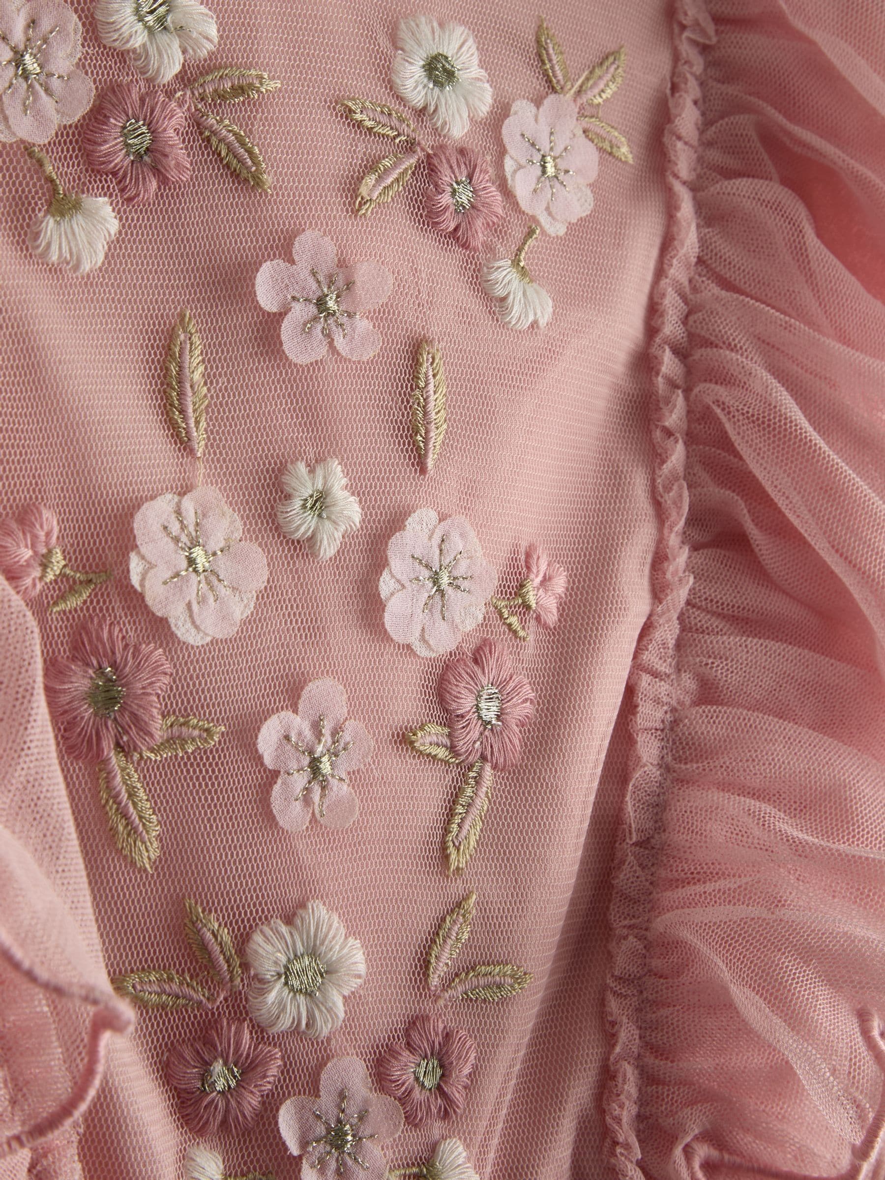 JoJo Maman Bébé Light Pink Tulle Embroidered Party Jumpsuit image 4
