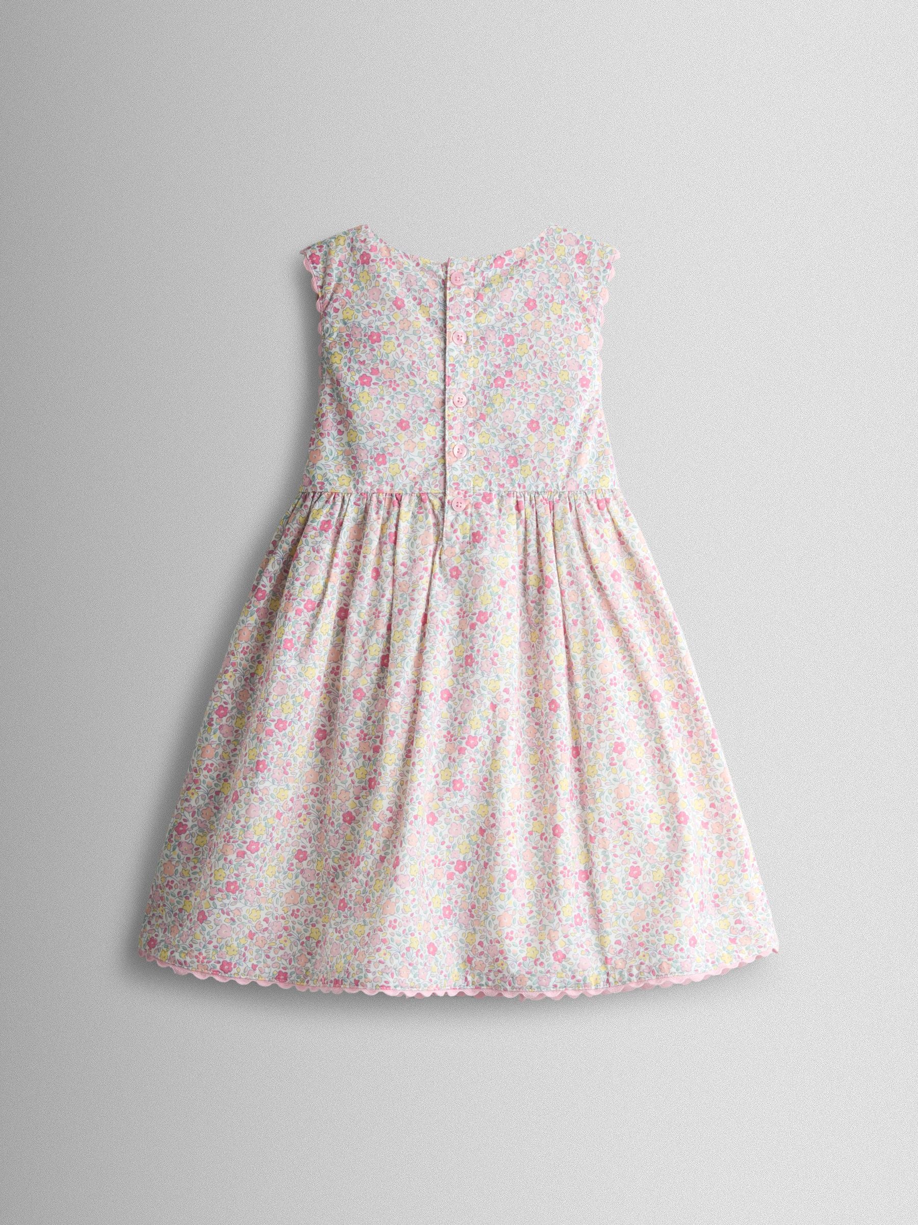 Dsiney Kidz - JoJo Maman Bébé Pink Floral Duck Appliqué Pocket Sleeveless Dress image 2