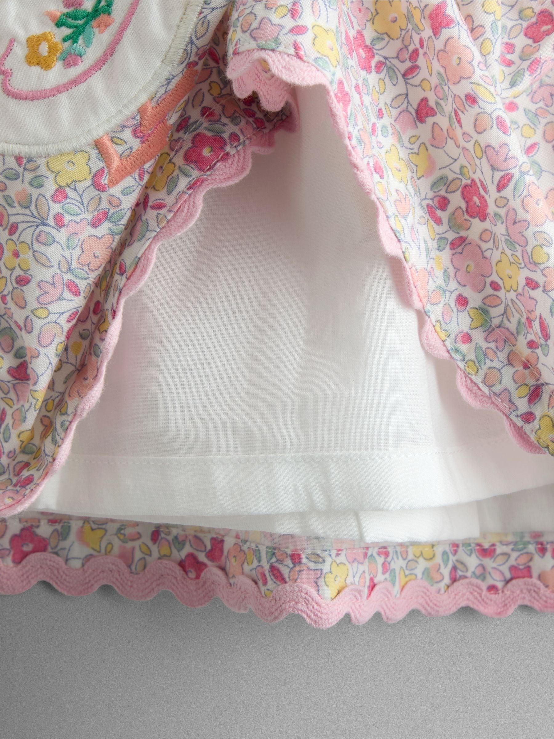 Dsiney Kidz - JoJo Maman Bébé Pink Floral Duck Appliqué Pocket Sleeveless Dress image 3