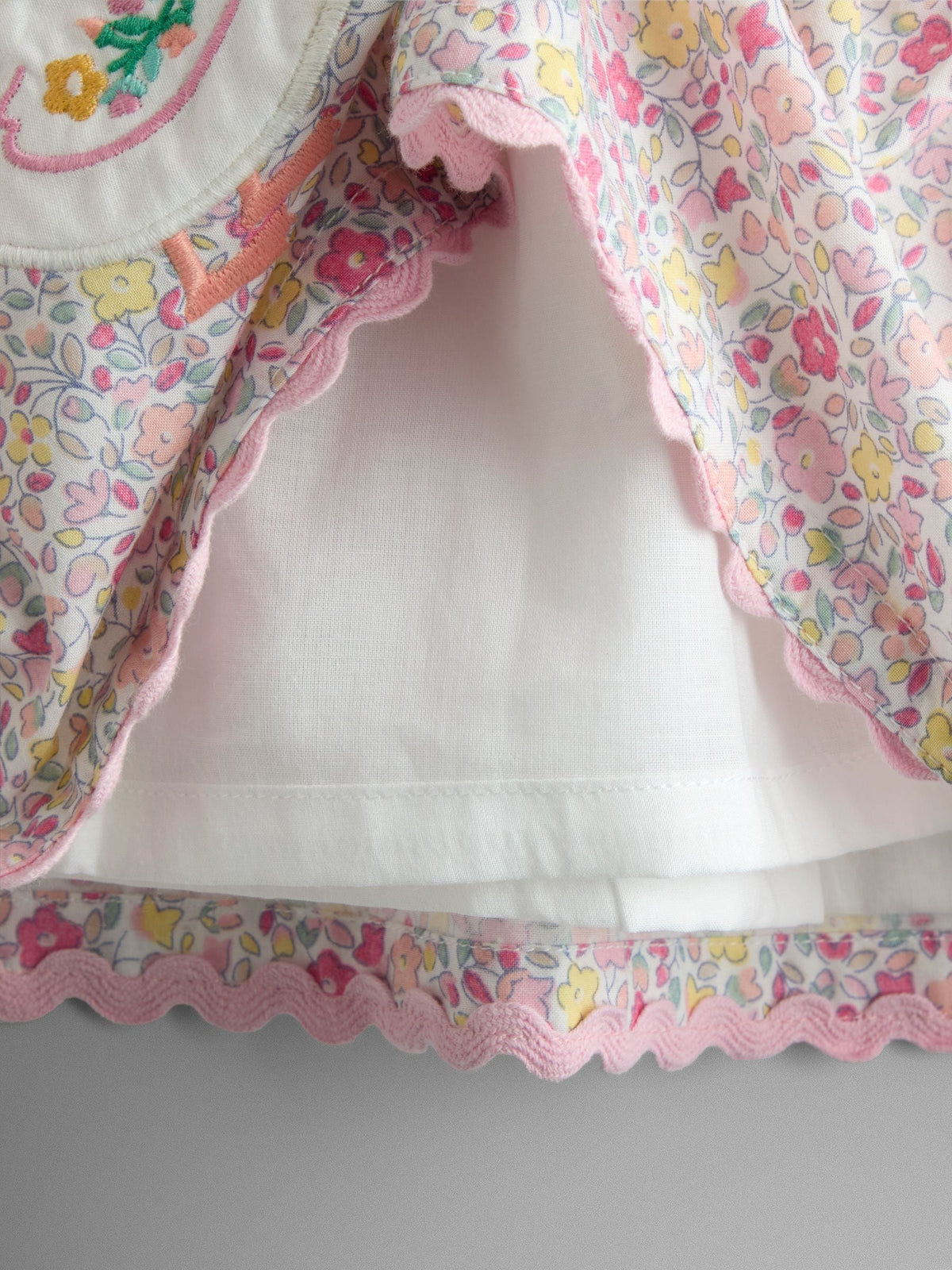 Dsiney Kidz - JoJo Maman Bébé Pink Floral Duck Appliqué Pocket Sleeveless Dress image 3