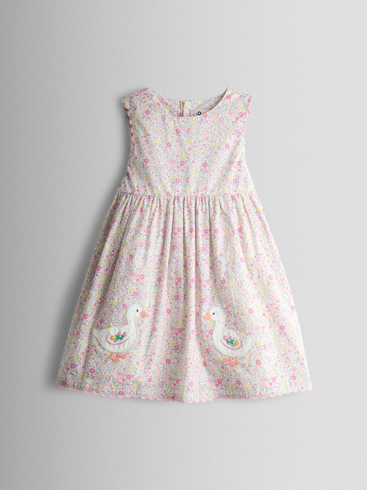 Dsiney Kidz - JoJo Maman Bébé Pink Floral Duck Appliqué Pocket Sleeveless Dress image 1