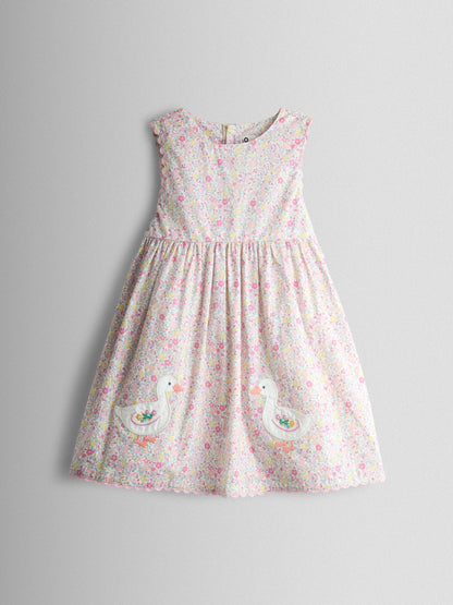 Dsiney Kidz - JoJo Maman Bébé Pink Floral Duck Appliqué Pocket Sleeveless Dress image 1