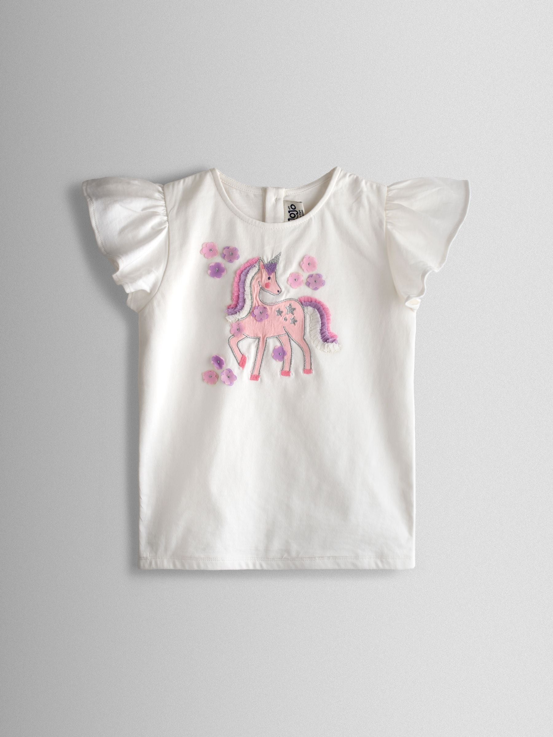 JoJo Maman Bébé Lilac Purple Unicorn Appliqué T Shirt & Tulle Skirt Set image 2