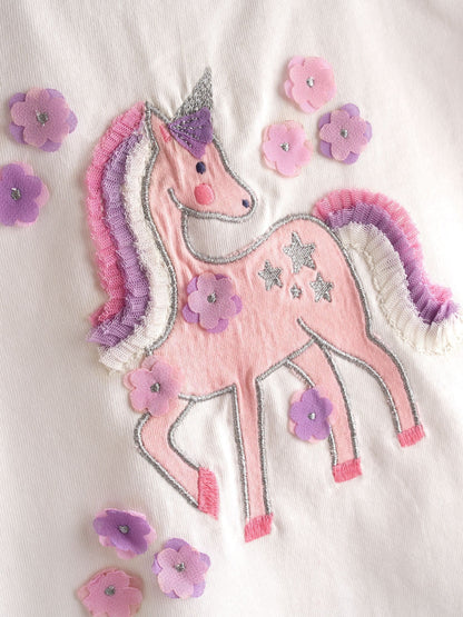 JoJo Maman Bébé Lilac Purple Unicorn Appliqué T Shirt & Tulle Skirt Set image 6