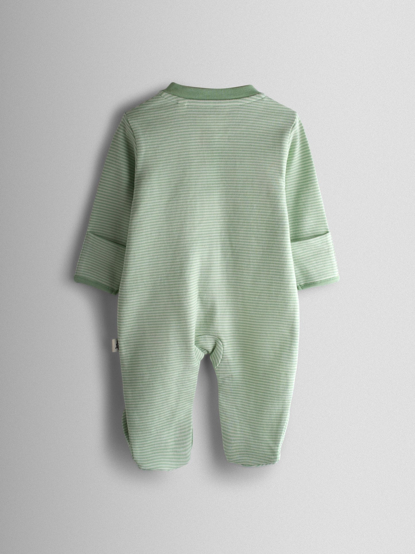 JoJo Maman Bébé Green Sheep Cotton Footed 3 Pack Sleepsuit image 3