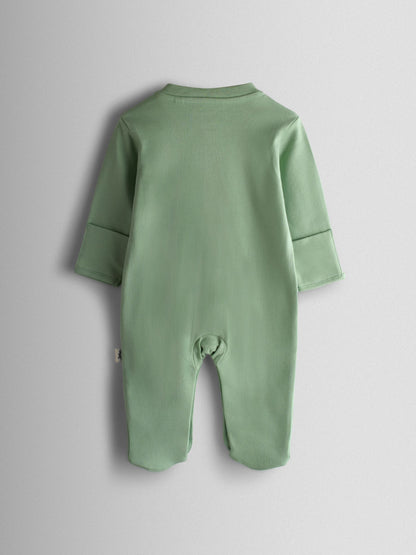 JoJo Maman Bébé Green Sheep Cotton Footed 3 Pack Sleepsuit image 5