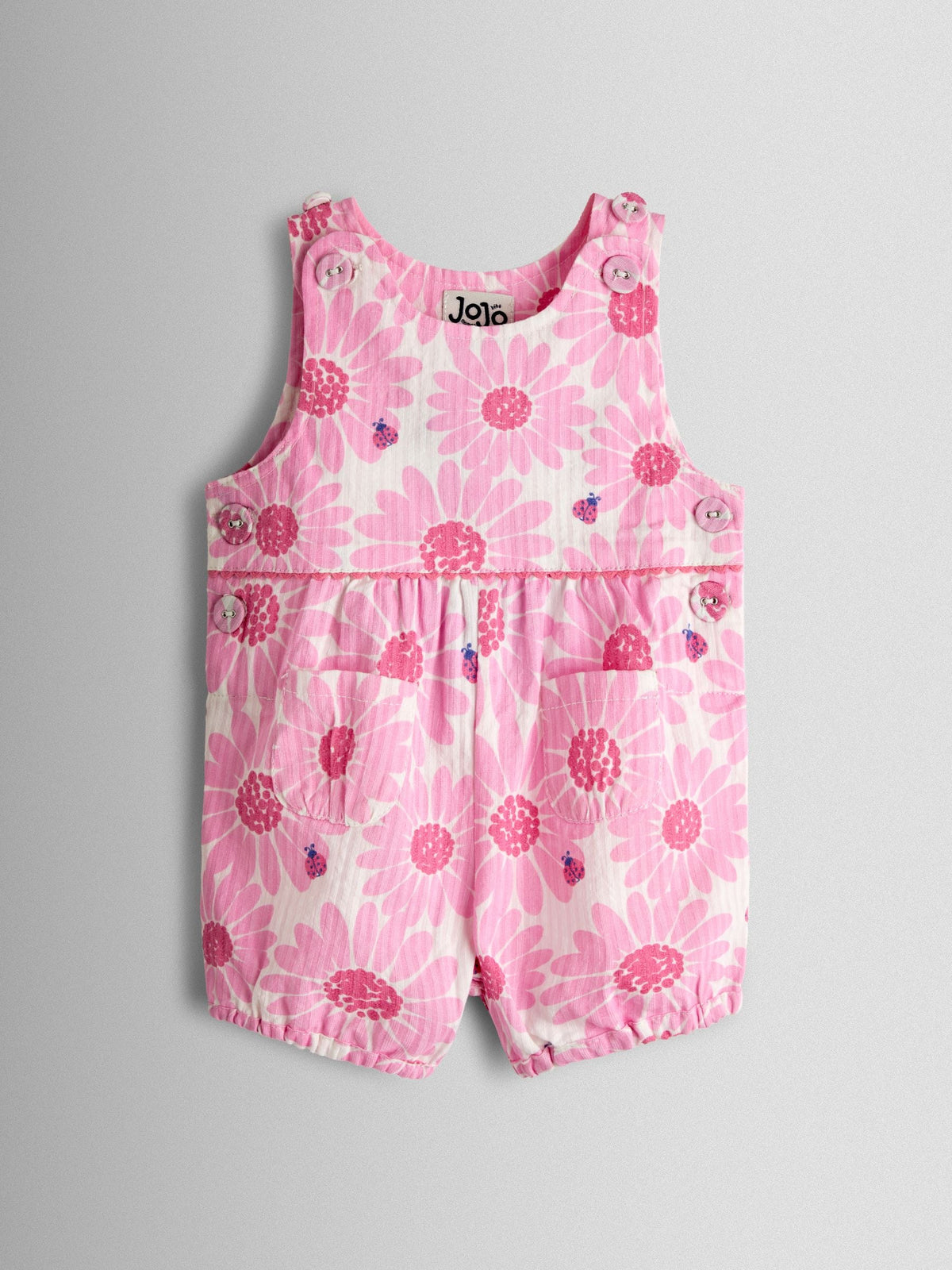 JoJo Maman Bébé Pink Printed Seersucker Dungaree image 1