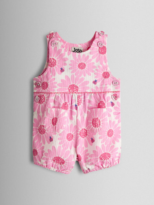 JoJo Maman Bébé Pink Printed Seersucker Dungaree image 1