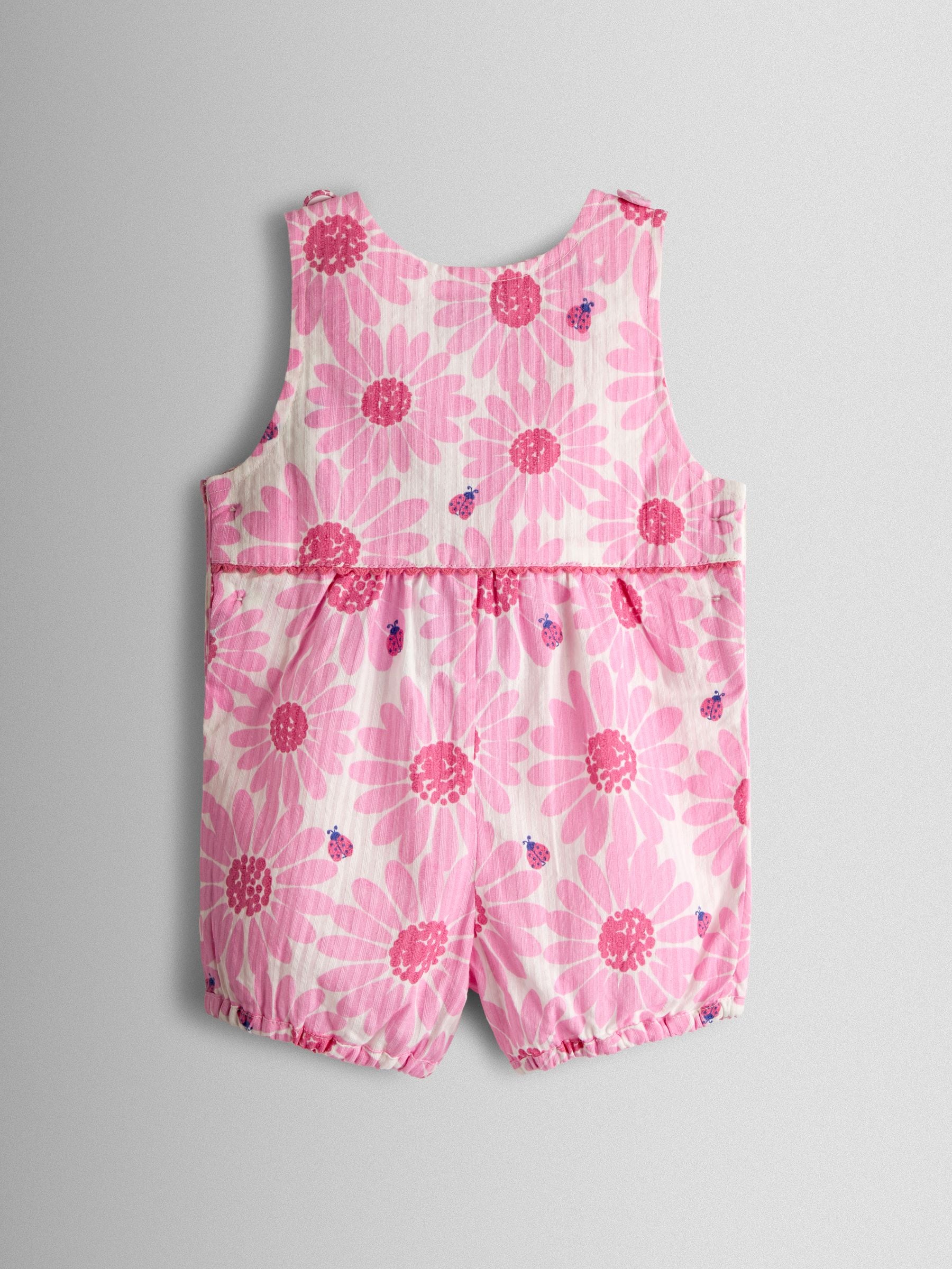 JoJo Maman Bébé Pink Printed Seersucker Dungaree image 2