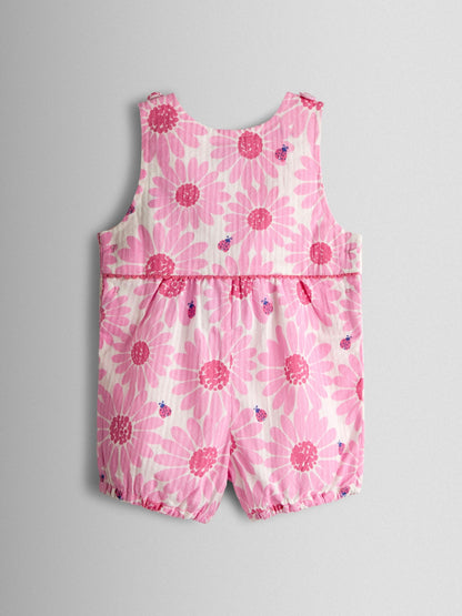 JoJo Maman Bébé Pink Printed Seersucker Dungaree image 2