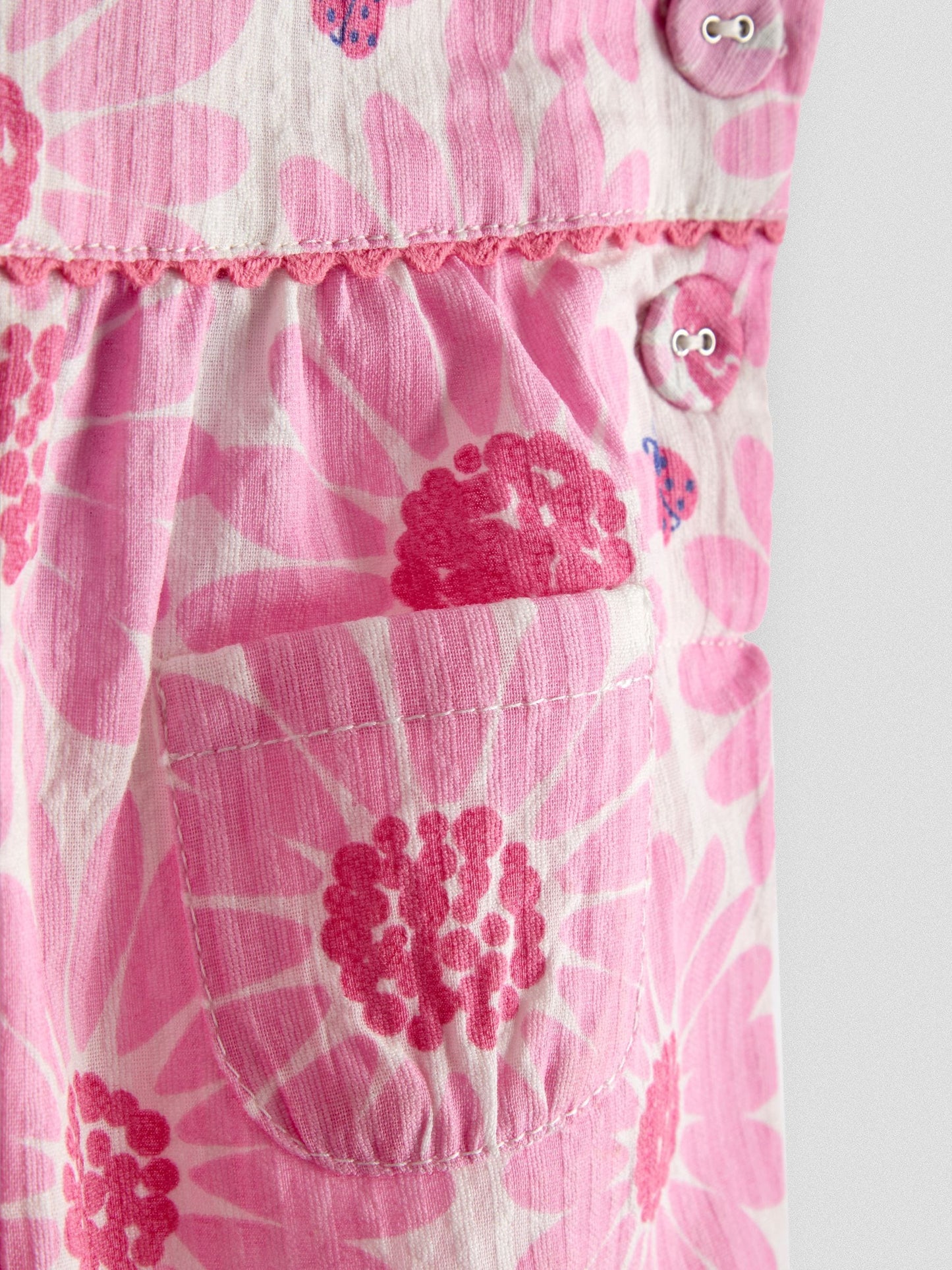JoJo Maman Bébé Pink Printed Seersucker Dungaree image 3