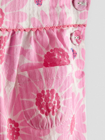 JoJo Maman Bébé Pink Printed Seersucker Dungaree image 3