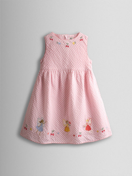 JoJo Maman Bébé Pink Fairy Appliqué Gingham Sleeveless Dress image 1