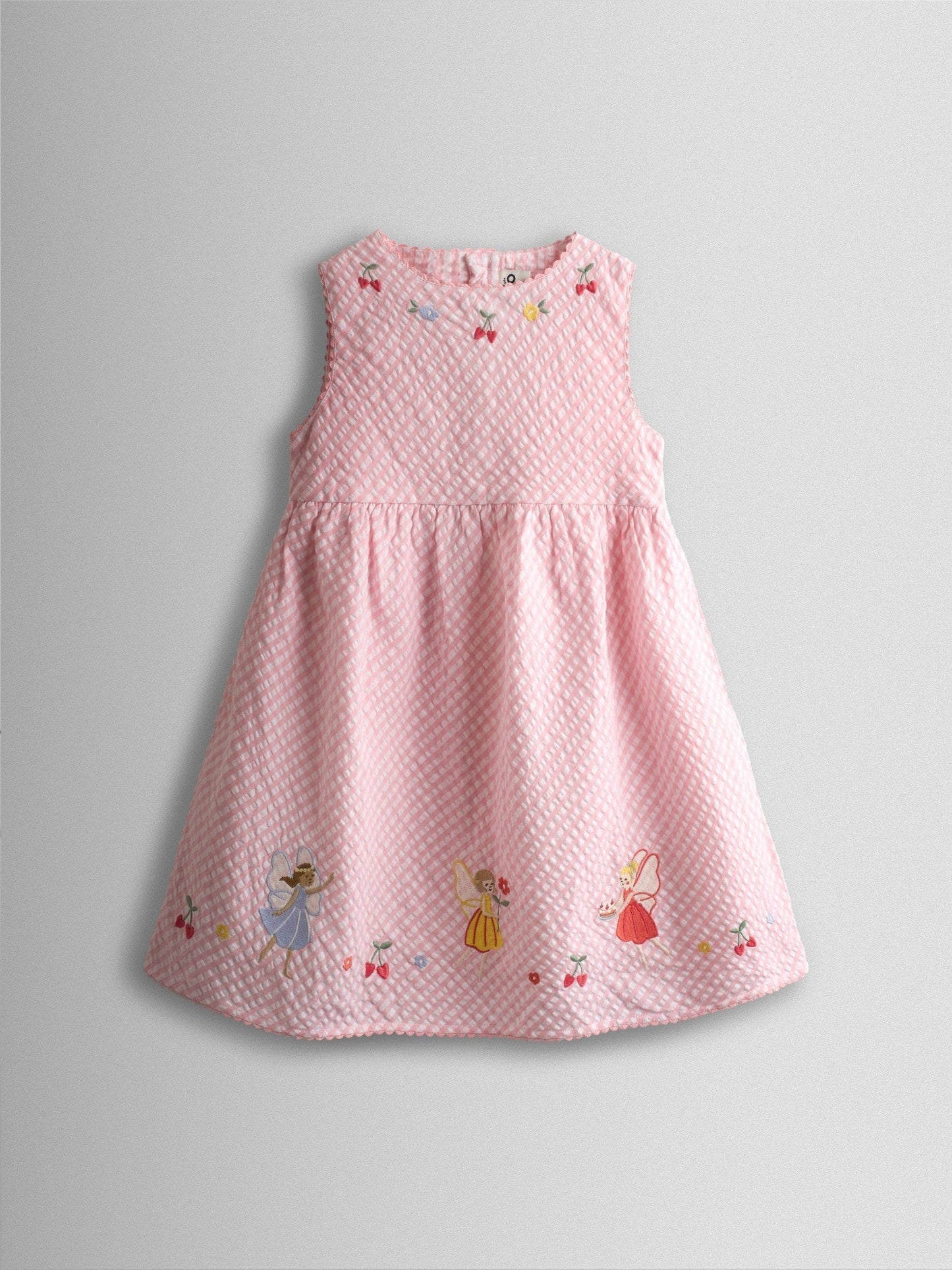 JoJo Maman Bébé Pink Fairy Appliqué Gingham Sleeveless Dress image 1