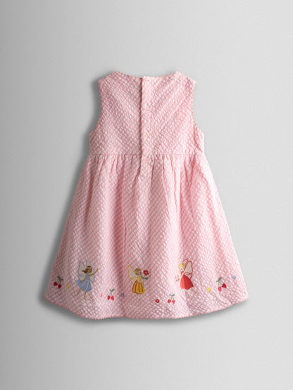 JoJo Maman Bébé Pink Fairy Appliqué Gingham Sleeveless Dress image 2