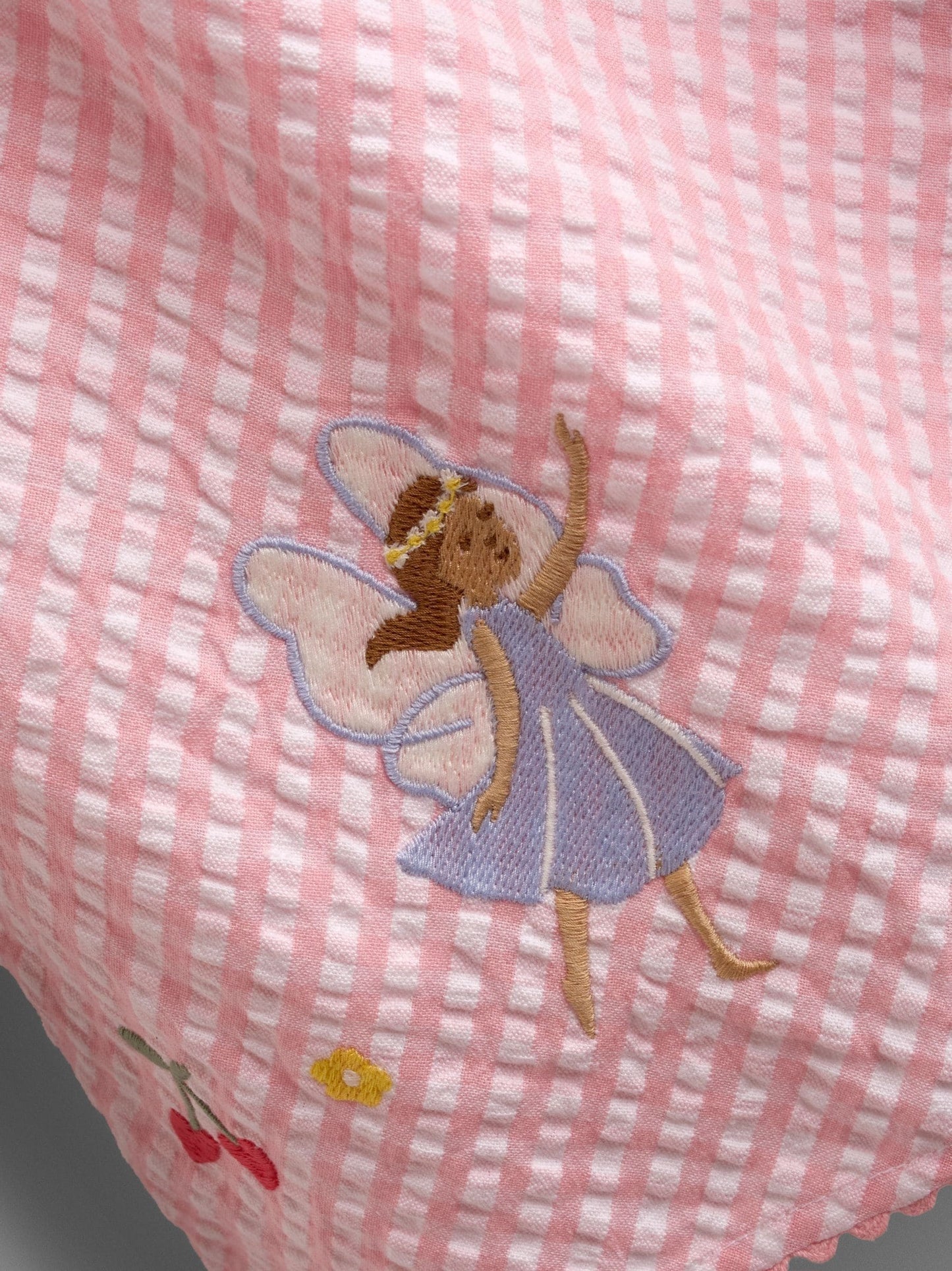 JoJo Maman Bébé Pink Fairy Appliqué Gingham Sleeveless Dress image 5