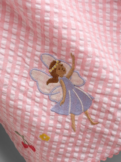 JoJo Maman Bébé Pink Fairy Appliqué Gingham Sleeveless Dress image 5
