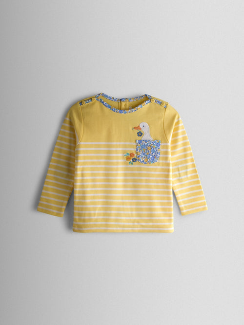 JoJo Maman Bébé Yellow Duck Breton Pocket Top image 1