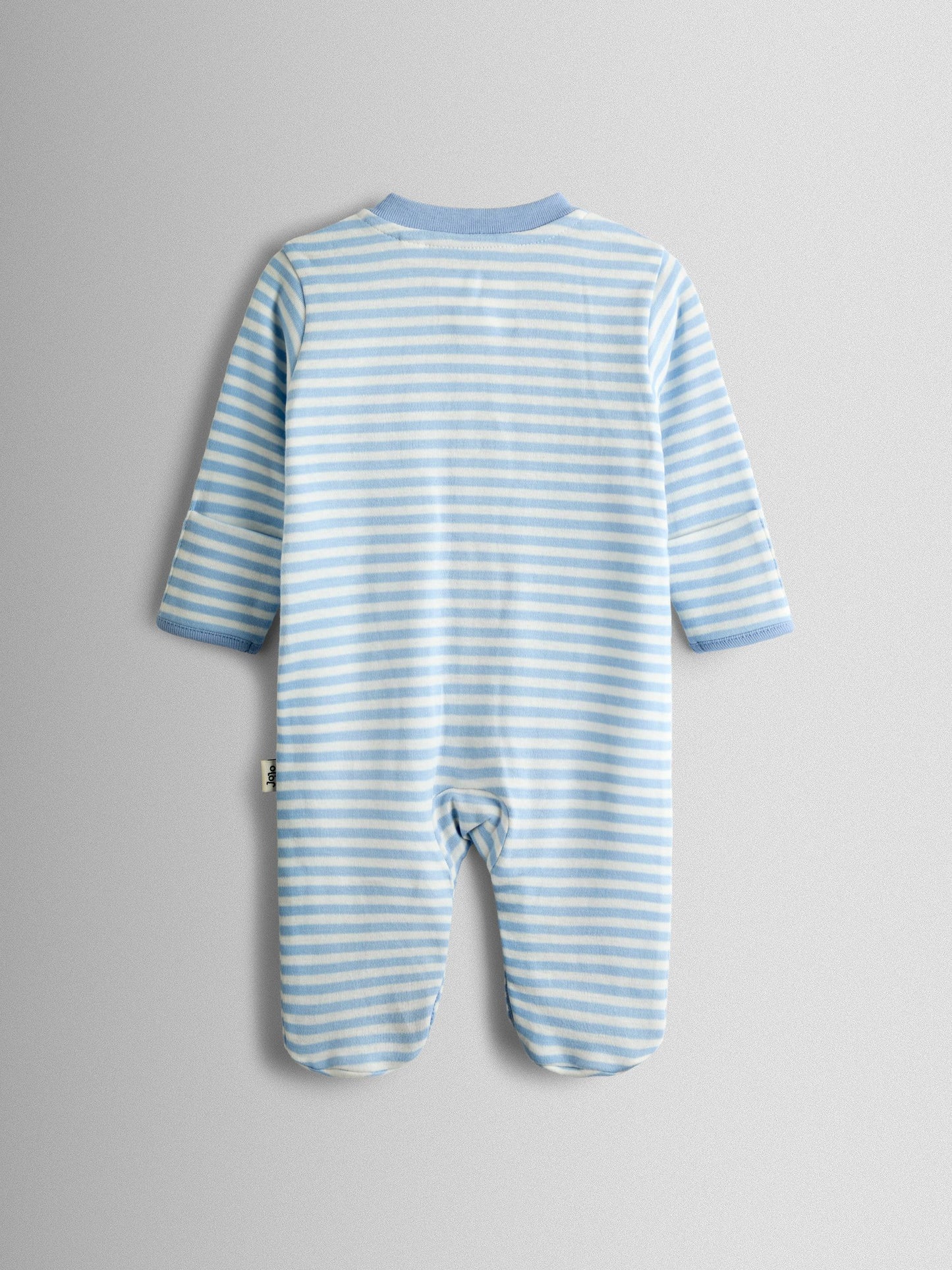 JoJo Maman Bébé Blue Elephant Cotton Footed 3 Pack Sleepsuit image 6
