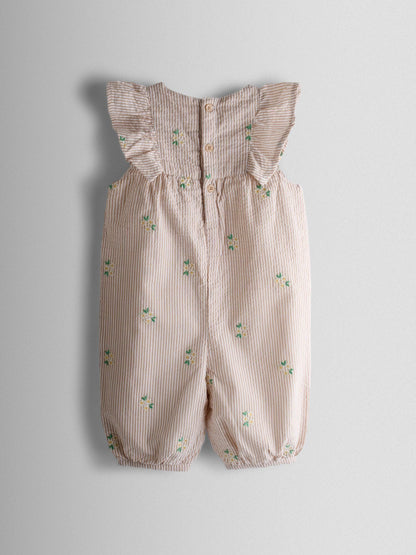 JoJo Maman Bébé Natural Frill Shoulder Embroidered Romper image 3