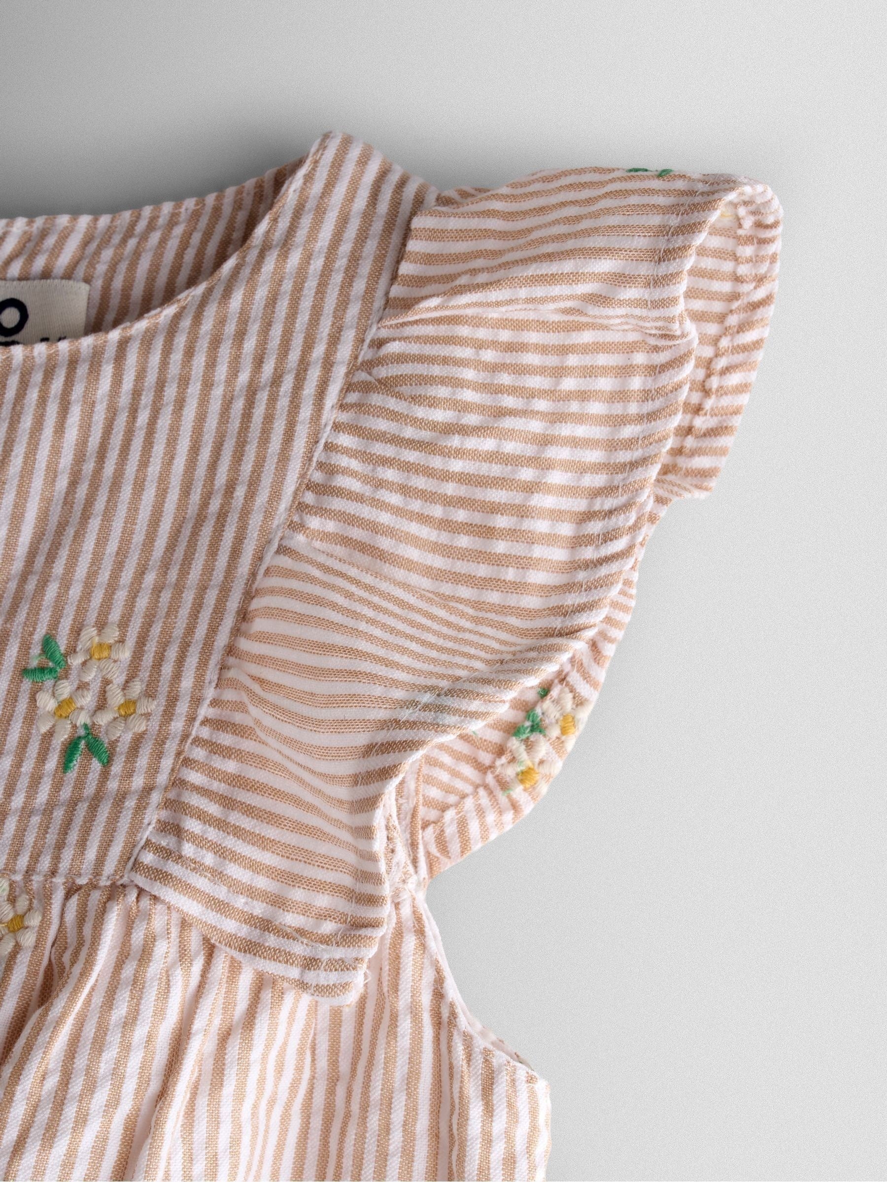 JoJo Maman Bébé Natural Frill Shoulder Embroidered Romper image 4