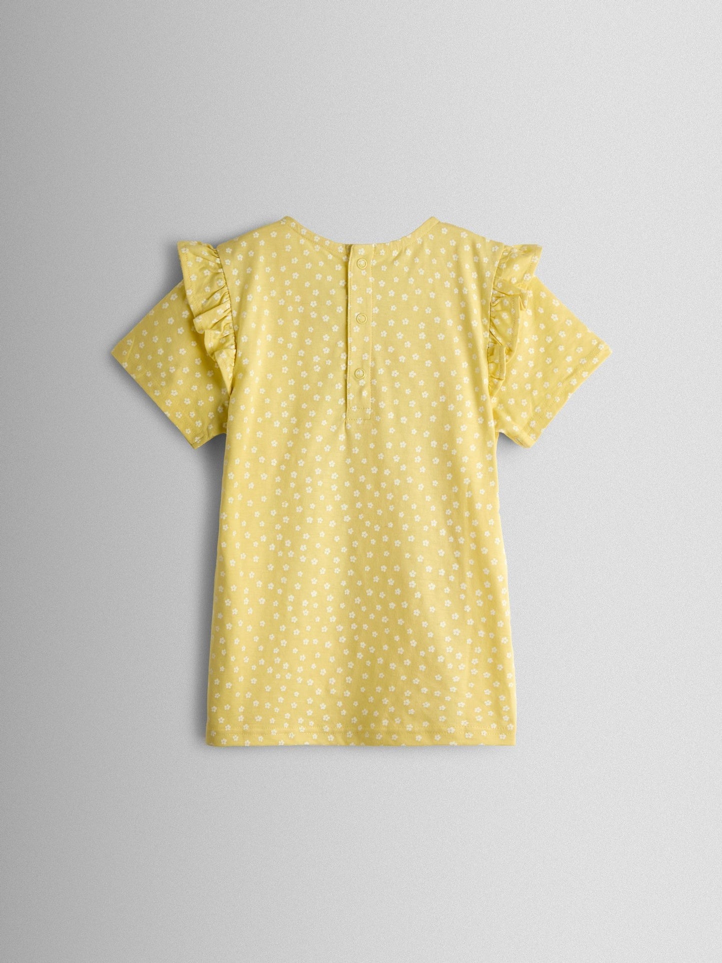 JoJo Maman Bébé Yellow Lamb Appliqué Frill Shoulder T-Shirt image 2