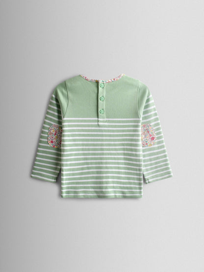 JoJo Maman Bébé Green Cherry Breton Pocket Top image 2