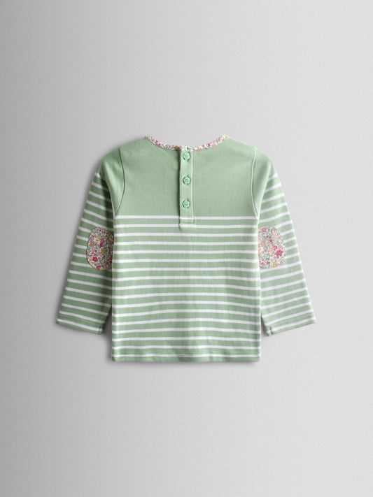 JoJo Maman Bébé Green Cherry Breton Pocket Top image 2