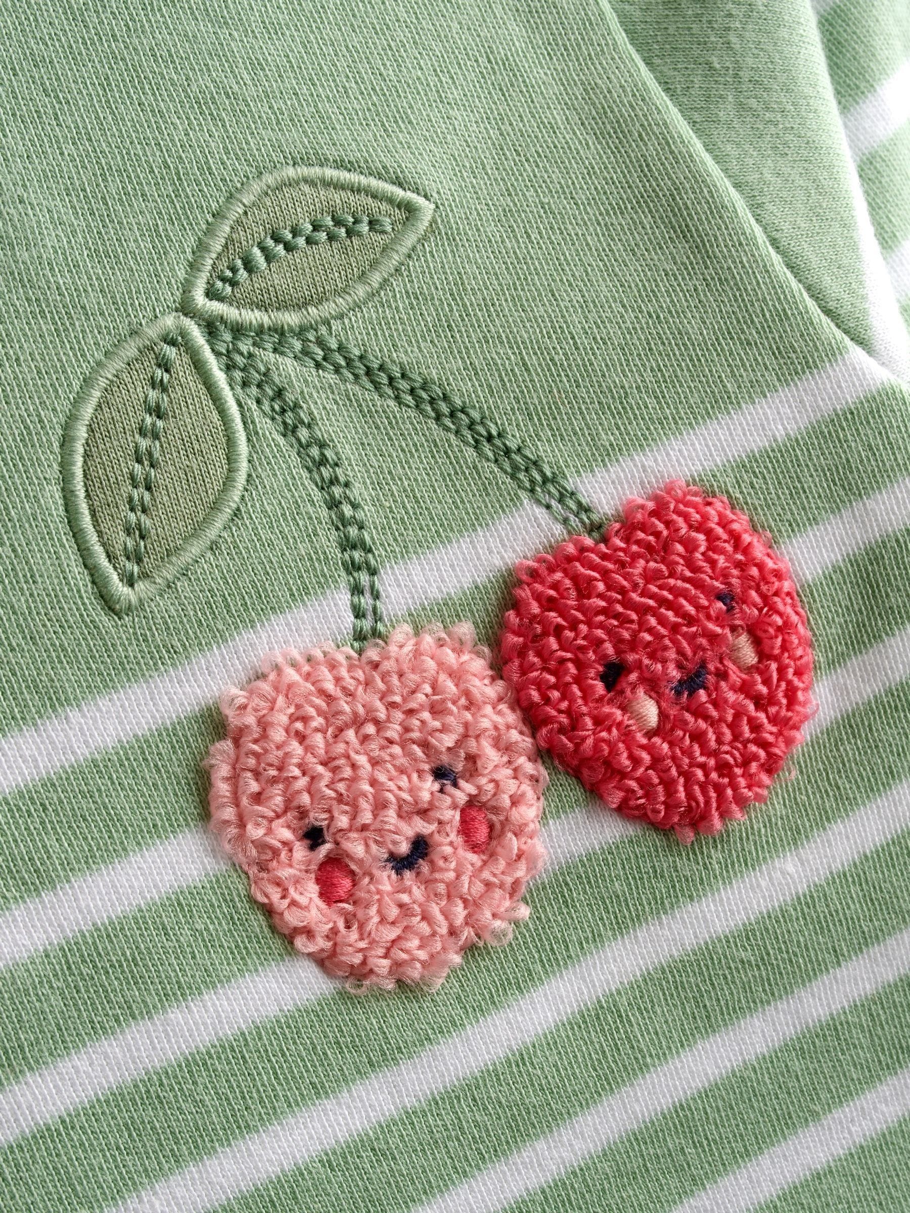 JoJo Maman Bébé Green Cherry Breton Pocket Top image 3