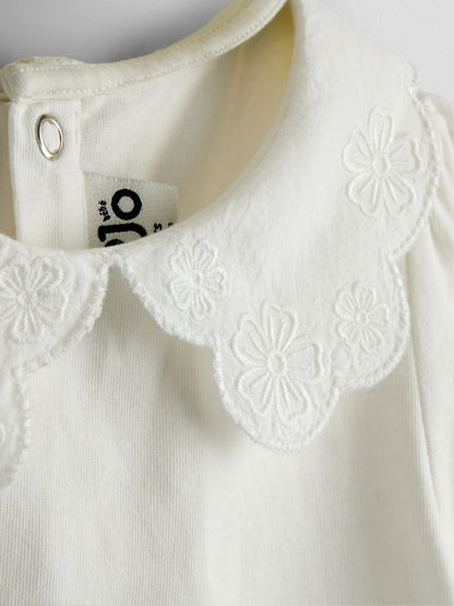 JoJo Maman Bébé Rose Pink Broderie Collar T-Shirt & Printed Tulle Skirt Set image 6