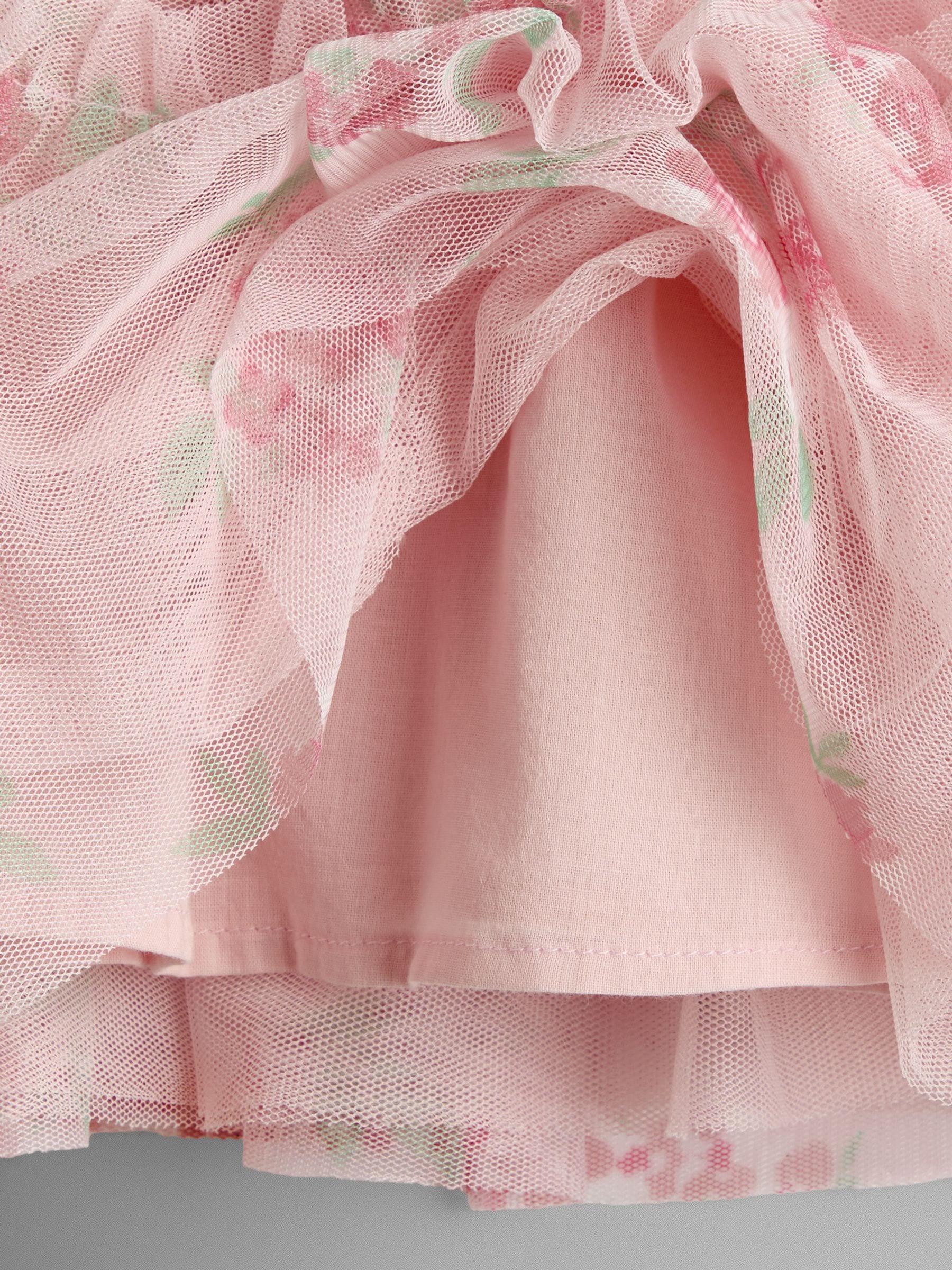 JoJo Maman Bébé Rose Pink Broderie Collar T-Shirt & Printed Tulle Skirt Set image 7
