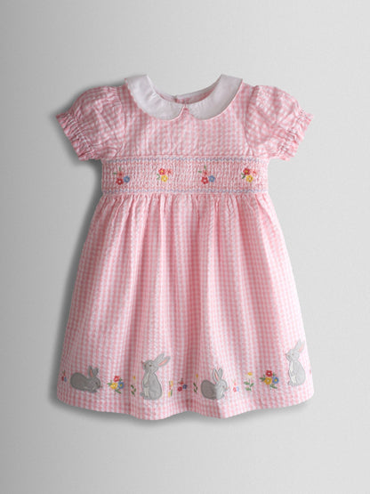 Dsiney Kidz - JoJo Maman Bébé Light Pink Bunny Appliqué Smocked Dress image 2