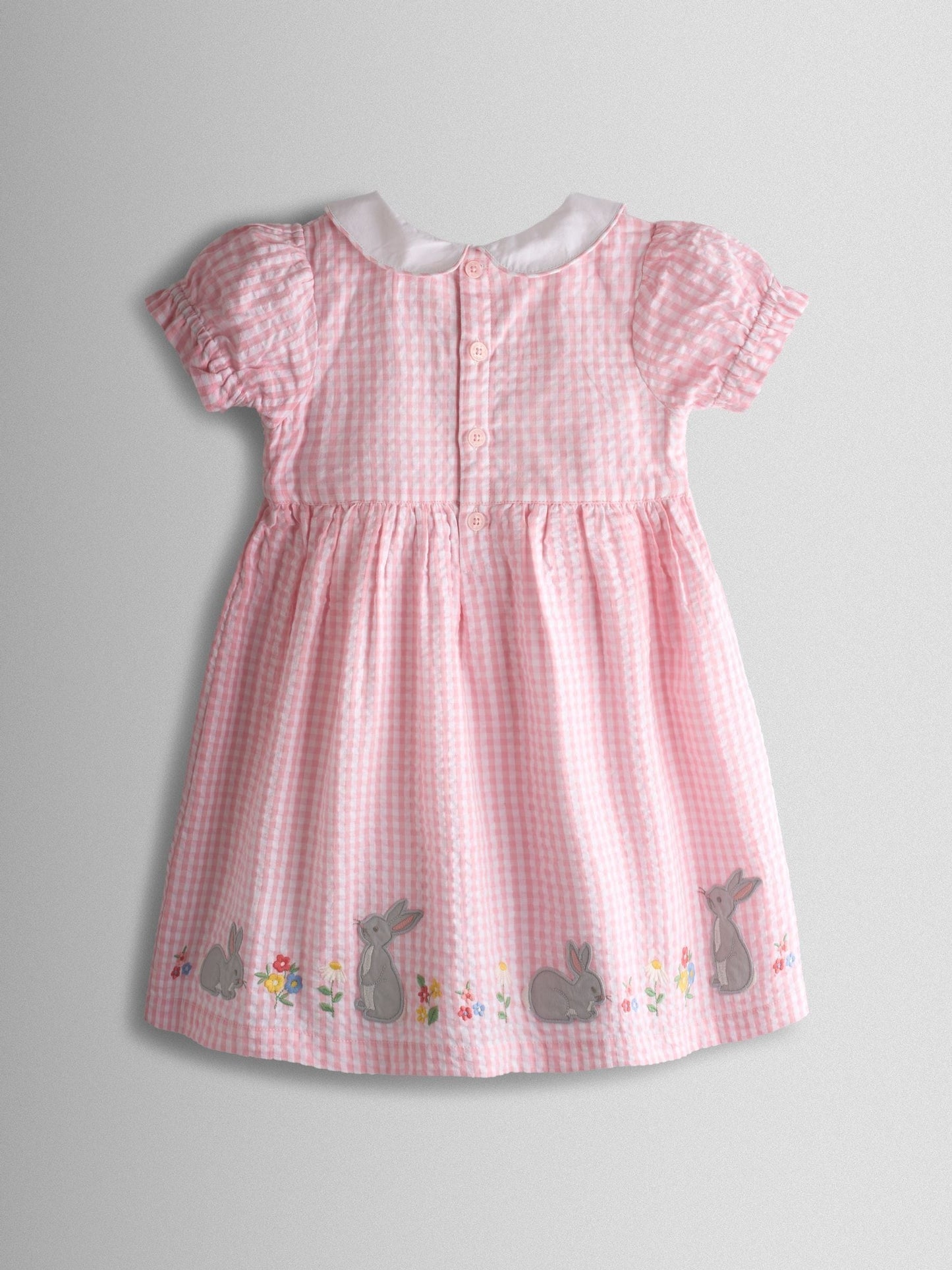 JoJo Maman Bébé Light Pink Bunny Appliqué Smocked Dress image 3