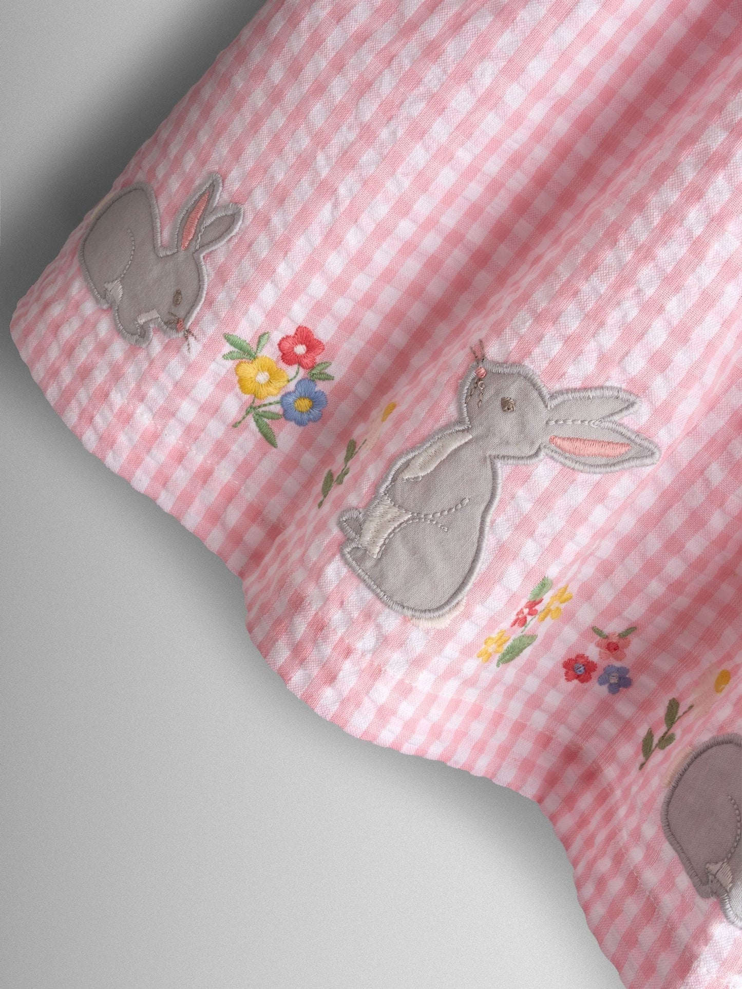 JoJo Maman Bébé Light Pink Bunny Appliqué Smocked Dress image 5