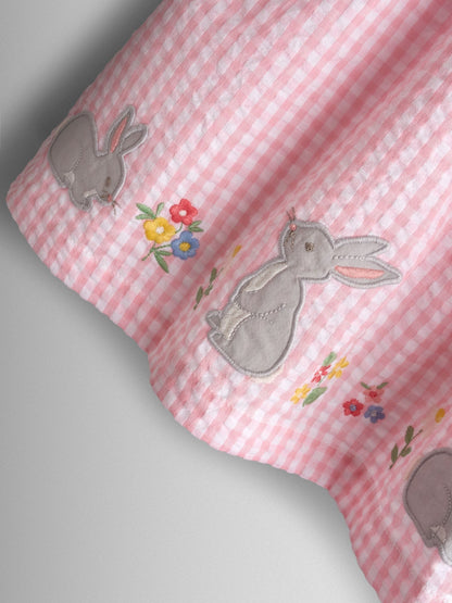 JoJo Maman Bébé Light Pink Bunny Appliqué Smocked Dress image 5