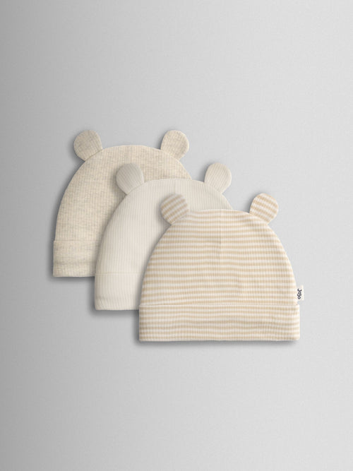 JoJo Maman Bébé Natural 3-Pack Bear Hat image 1