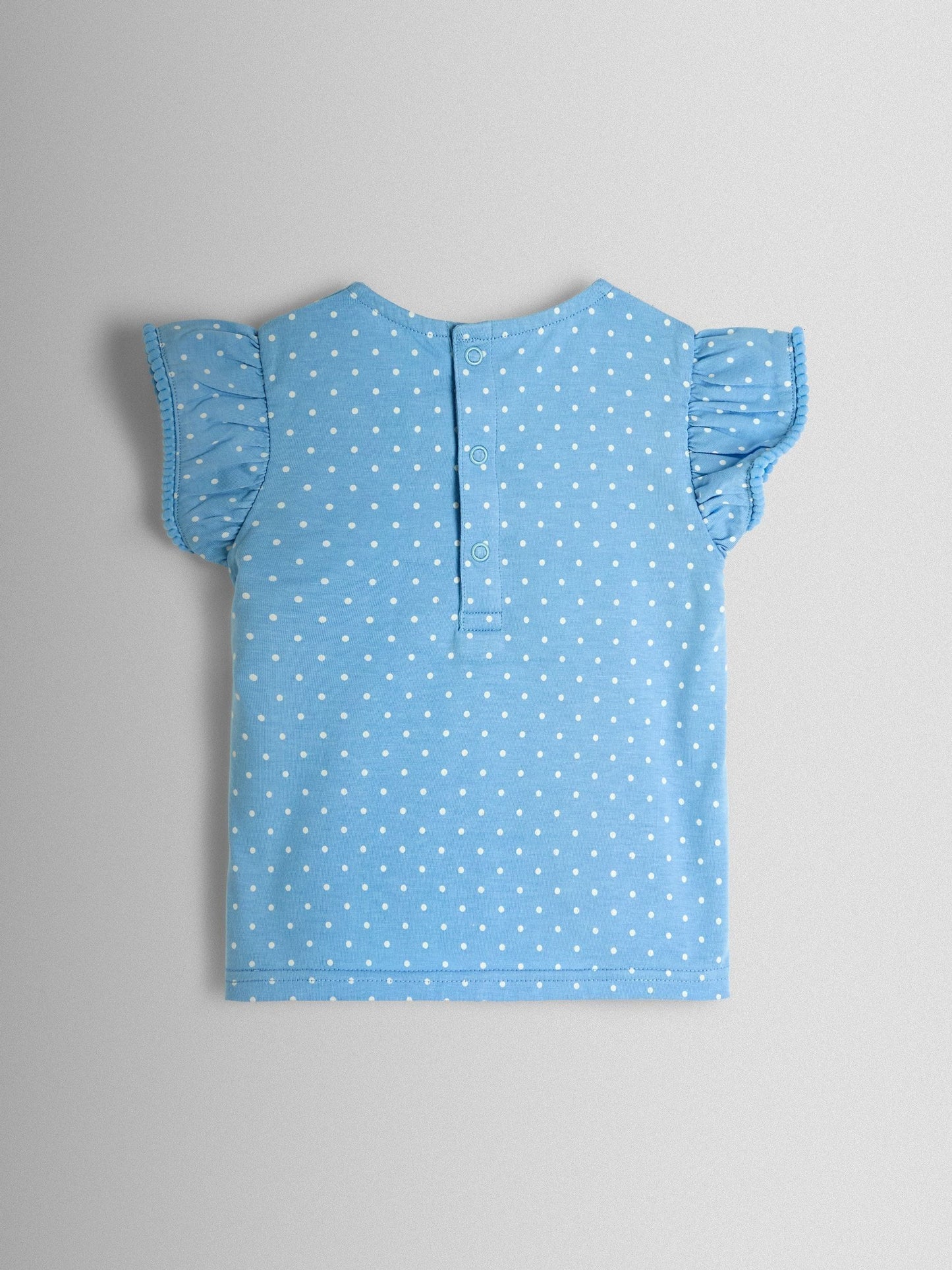 JoJo Maman Bébé Blue Bunny & Cake Applique Frill Shoulder T-Shirt image 2