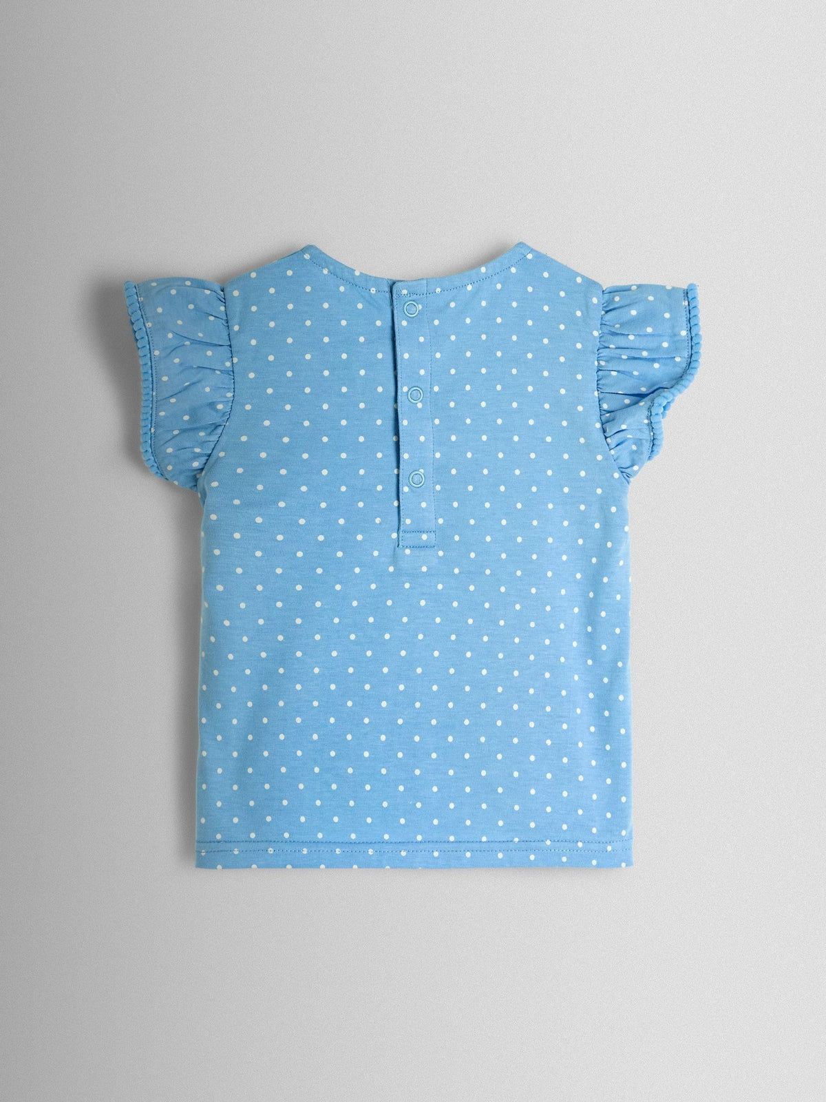 JoJo Maman Bébé Blue Bunny & Cake Applique Frill Shoulder T-Shirt image 2