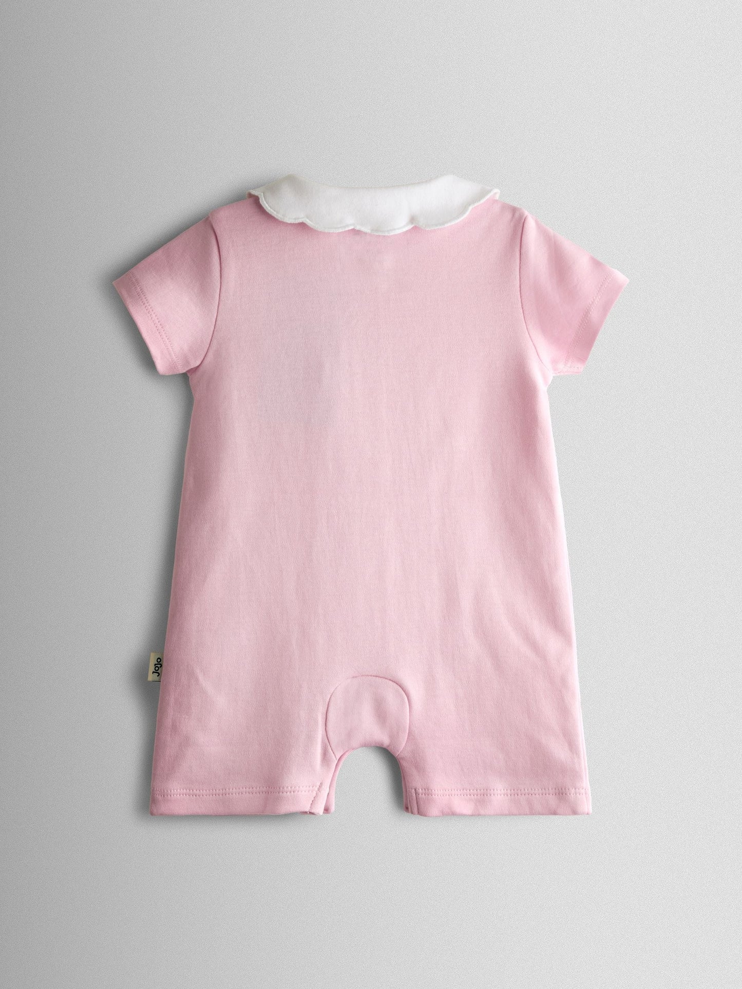 JoJo Maman Bébé Pink Strawberry Embroidered Organic Cotton Short Sleeve Sleepsuit image 3