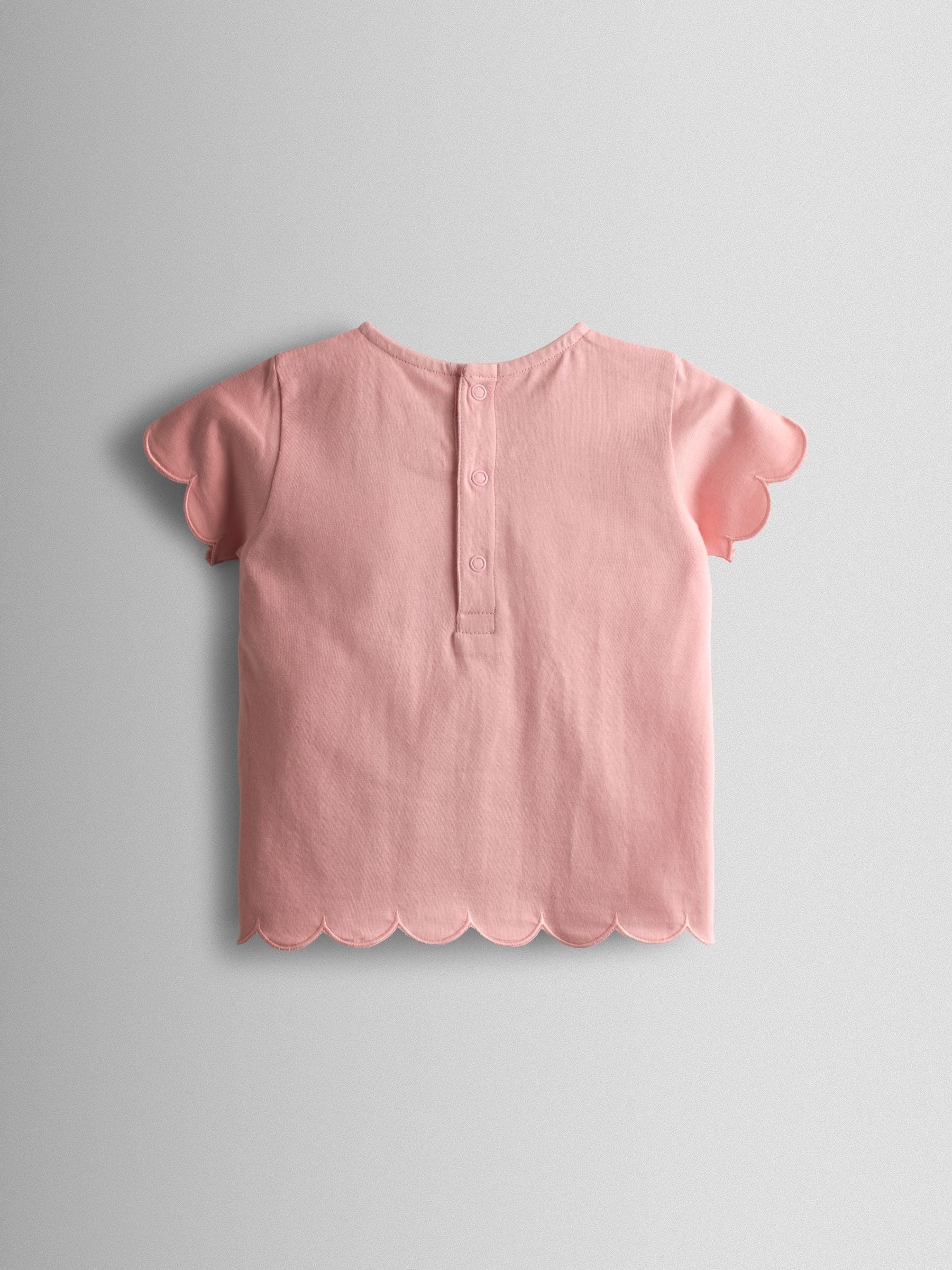 JoJo Maman Bébé Pink Fairy Appliqué Scalloped T-shirt image 2