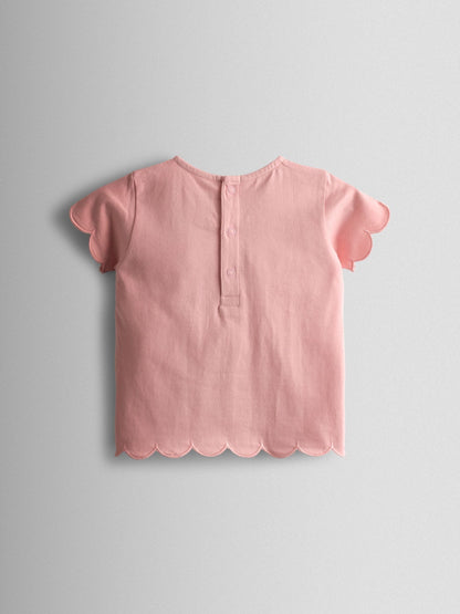 JoJo Maman Bébé Pink Fairy Appliqué Scalloped T-shirt image 2