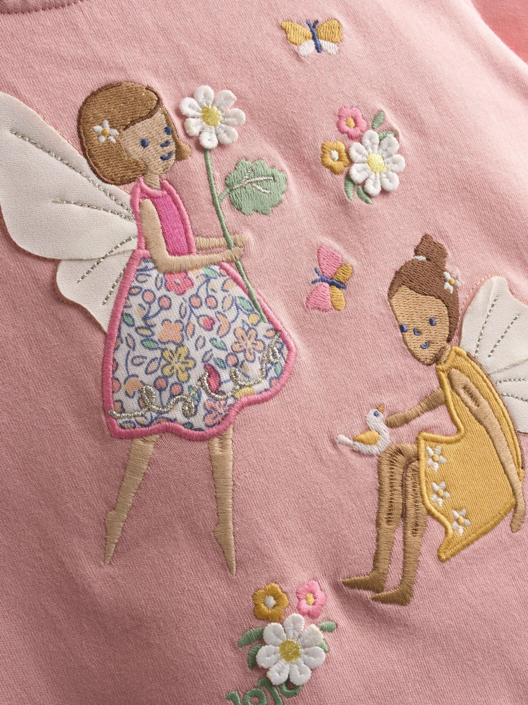JoJo Maman Bébé Pink Fairy Appliqué Scalloped T-shirt image 3