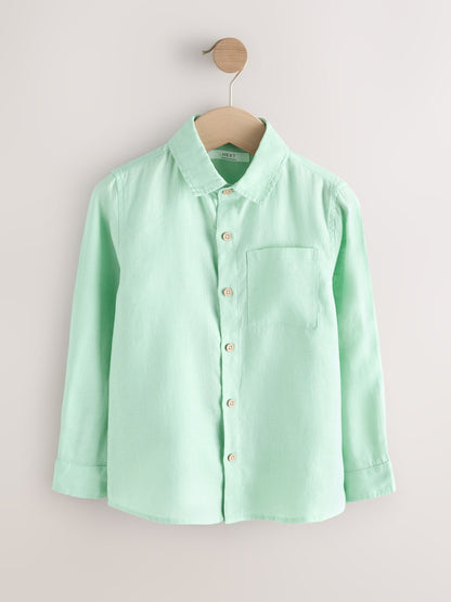 Dsiney Kidz - Light Green Long Sleeve Linen Shirt (3-16yrs) image 1