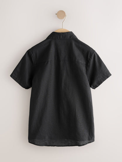Dsiney Kidz - Black Short Sleeve Linen Blend Shirt (3-16yrs) image 2