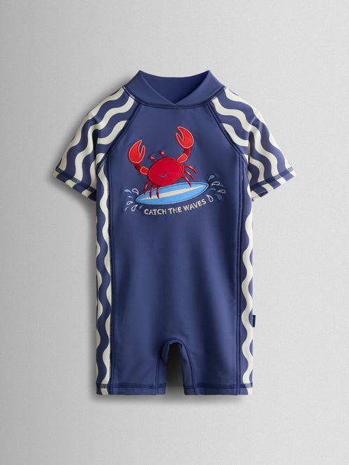 JoJo Maman Bébé Crab Navy Blue UV Sunsafe Suit image 1