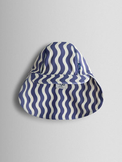 JoJo Maman Bébé Navy Blue Wavy Stripe UV Sun Protection Swim Hat image 1