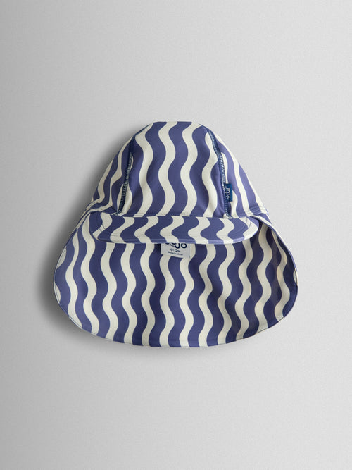 JoJo Maman Bébé Navy Blue Wavy Stripe UV Sun Protection Swim Hat image 1