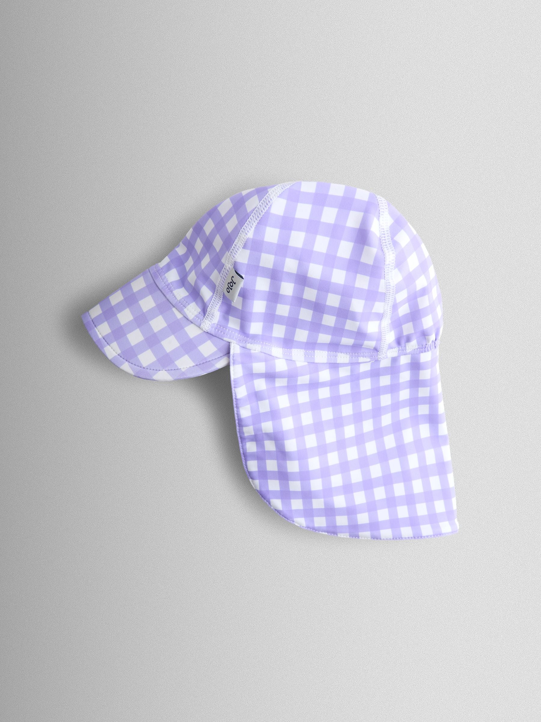 JoJo Maman Bébé Lilac Gingham UV Sun Protection Swim Hat image 1