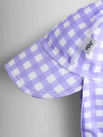 JoJo Maman Bébé Lilac Gingham UV Sun Protection Swim Hat image 2